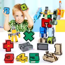 GUDI Assemble Robots Transformation Action Figure Car Model Deformation Number Letters Alphabet Math Educational Children Toys
