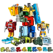 GUDI Assemble Robots Transformation Action Figure Car Model Deformation Number Letters Alphabet Math Educational Children Toys