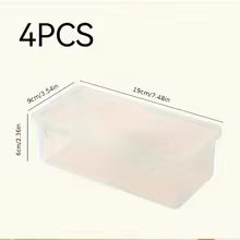 4 large transparent PP storage boxes with lids, used for storing office supplies, pencils, and crafts