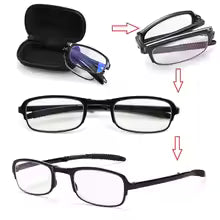 TR90 Folding Reading Glasses with Zipper Case Unisex Portable Lightweight Presbyopic Eyeglasses Readers Eyewear +1.0x ~ 4.0x