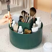 1 Piece 360 ° Rotating Cosmetics Storage Box 5-Grids Stripesd Partition Desktop Stationery Makeup Brush Eyebrow Pencil Lipstick Multi-Functional Storage Pen Holder Storage Box