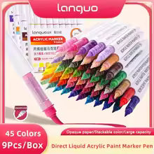 Languo Acrylic Markers Set Can Be Stacking Color Intelligent Control Ink Color Pens Art Supplies Stationery Student Brush Set