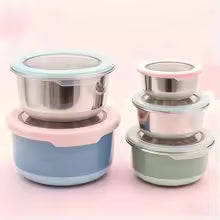 Stainless Steel Crisper Round With Lid Student Porridge Bowl Office Worker Lunch Box Food Container Refrigerator Fresh bowl