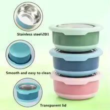 Stainless Steel Crisper Round With Lid Student Porridge Bowl Office Worker Lunch Box Food Container Refrigerator Fresh bowl